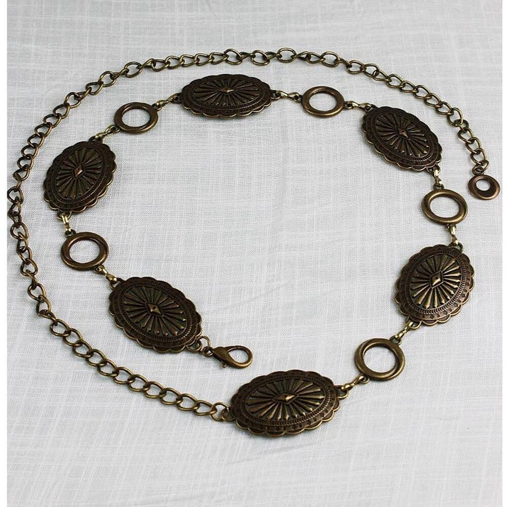 Chain Belt Western Interlocking Oval O-Ring Antique Gold